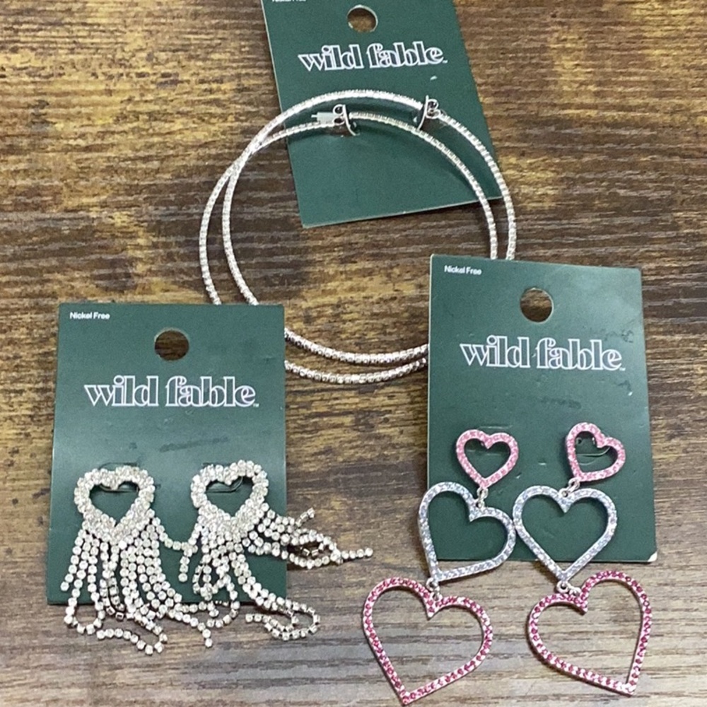 Wild Fable Silver and Pink Heart Jewelry Set